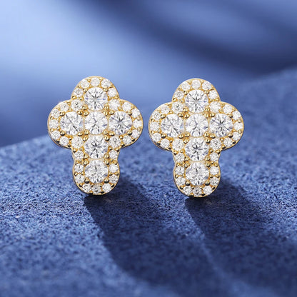 Round cross moissanite earrings