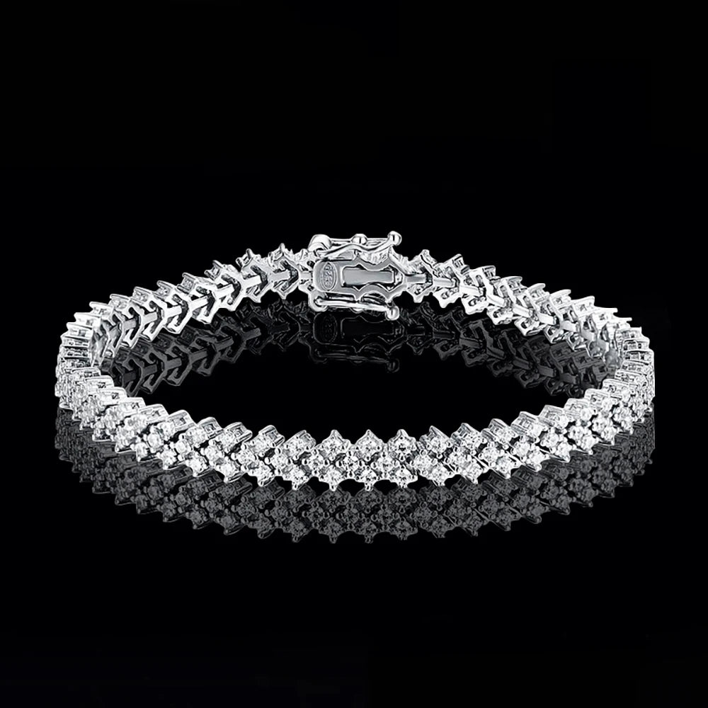 Moissanite Tennis Bracelet – 1.5mm D Color VVS1 Diamond Wedding Jewelry | 925 Sterling Silver 18K White Gold Plated Bracelet for Women