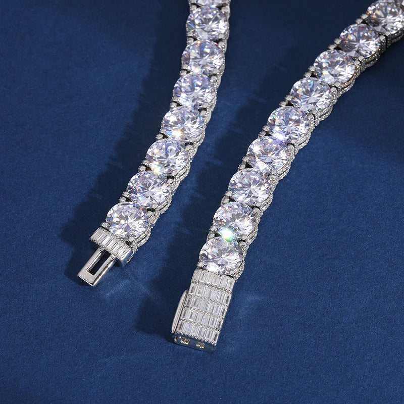 Moissanite Tennis Chain Necklace – 10mm VVS Iced Out | Luxury Hip Hop Jewelry for Men & Women