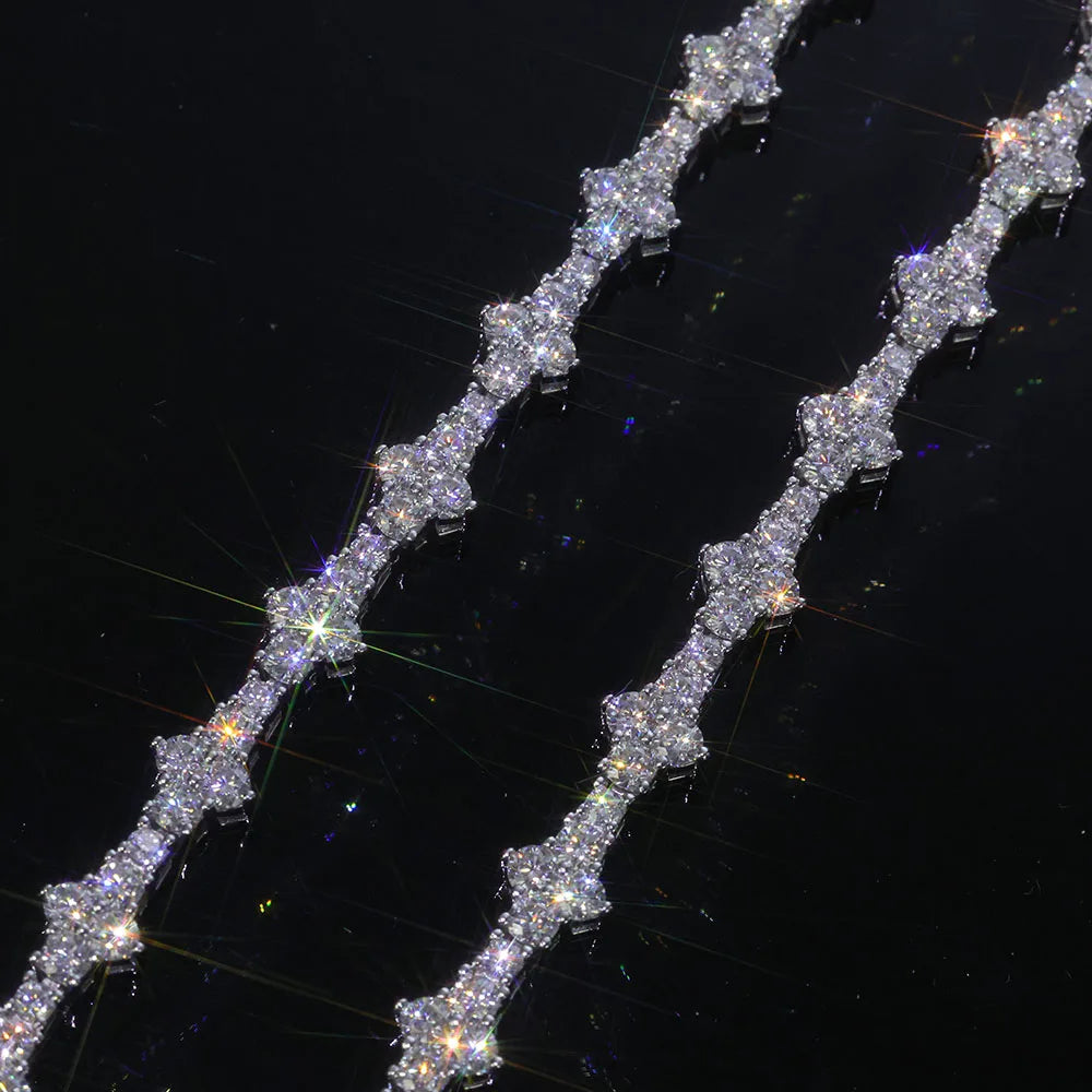 Moissanite Tennis Bracelet – Iced Out VVS with Spring Buckle | 925 Sterling Silver Tennis Chain Jewelry for Men & Women