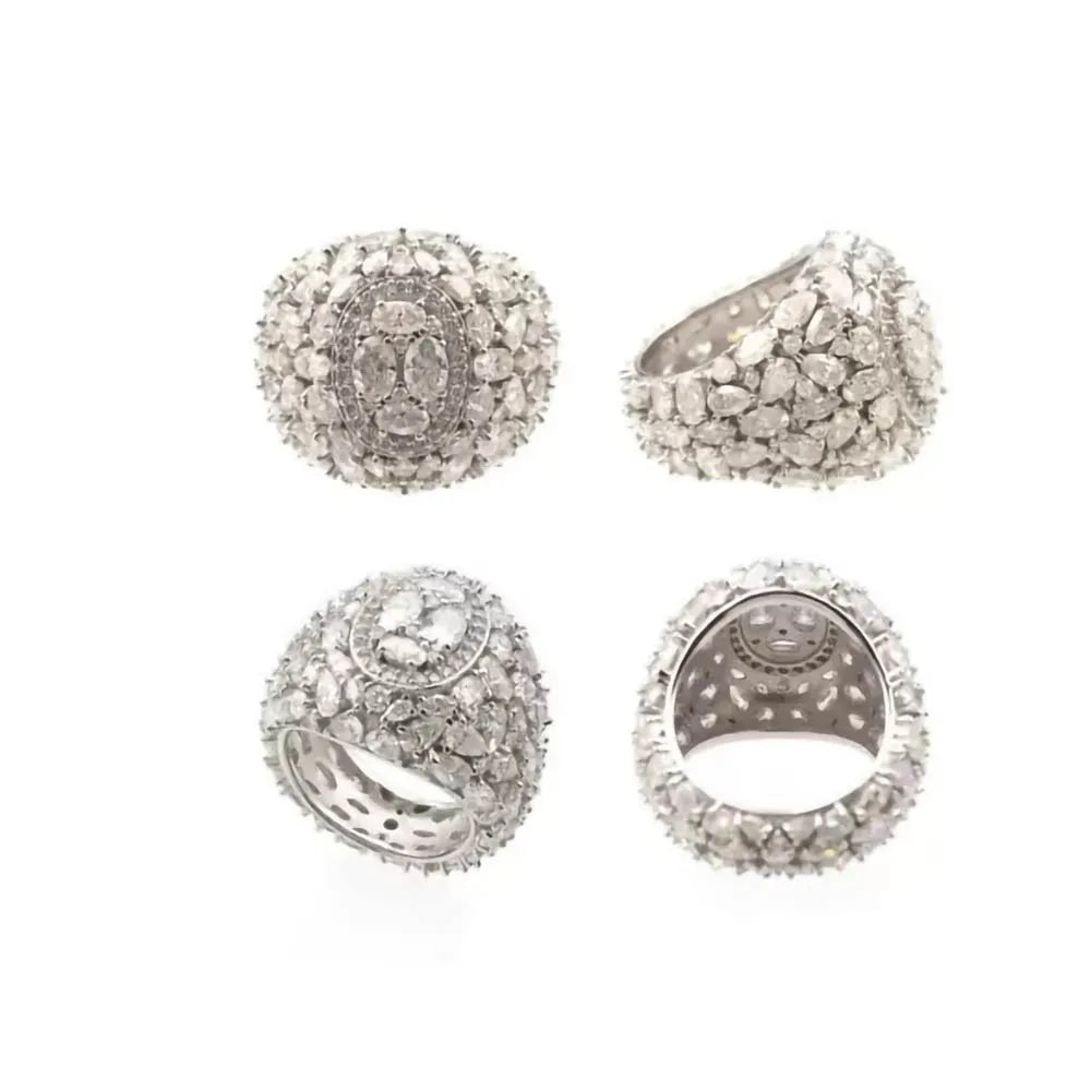 Moissanite Marquise Ring – D Color VVS Iced Out Party Jewelry | 925 Sterling Silver Hip Hop Rock Luxury Ring for Men