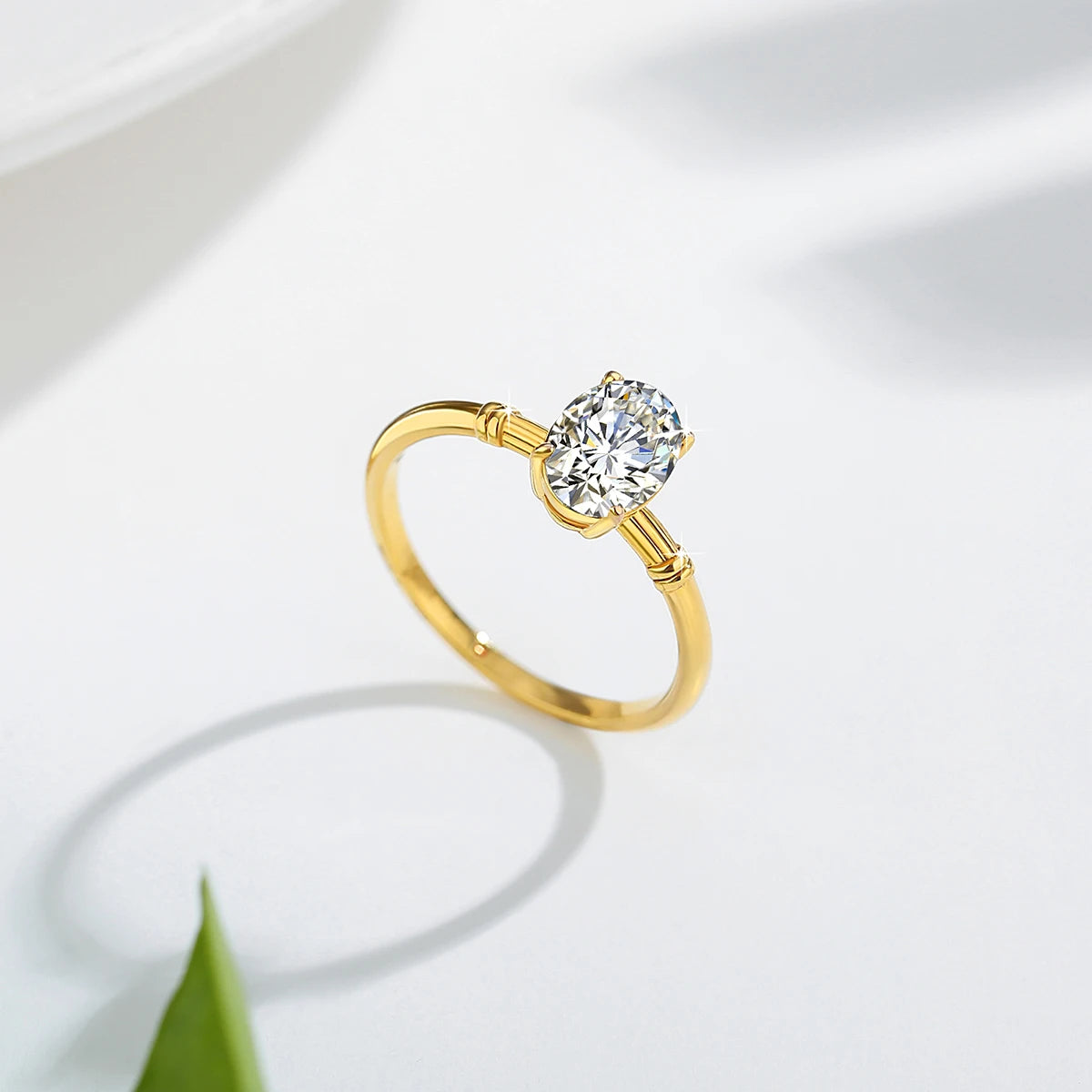 Moissanite Engagement Ring – 1.5CT Oval Crushed Ice Design | Genuine 14K 585 Yellow Gold Luxury Wedding Fine Jewelry for Women