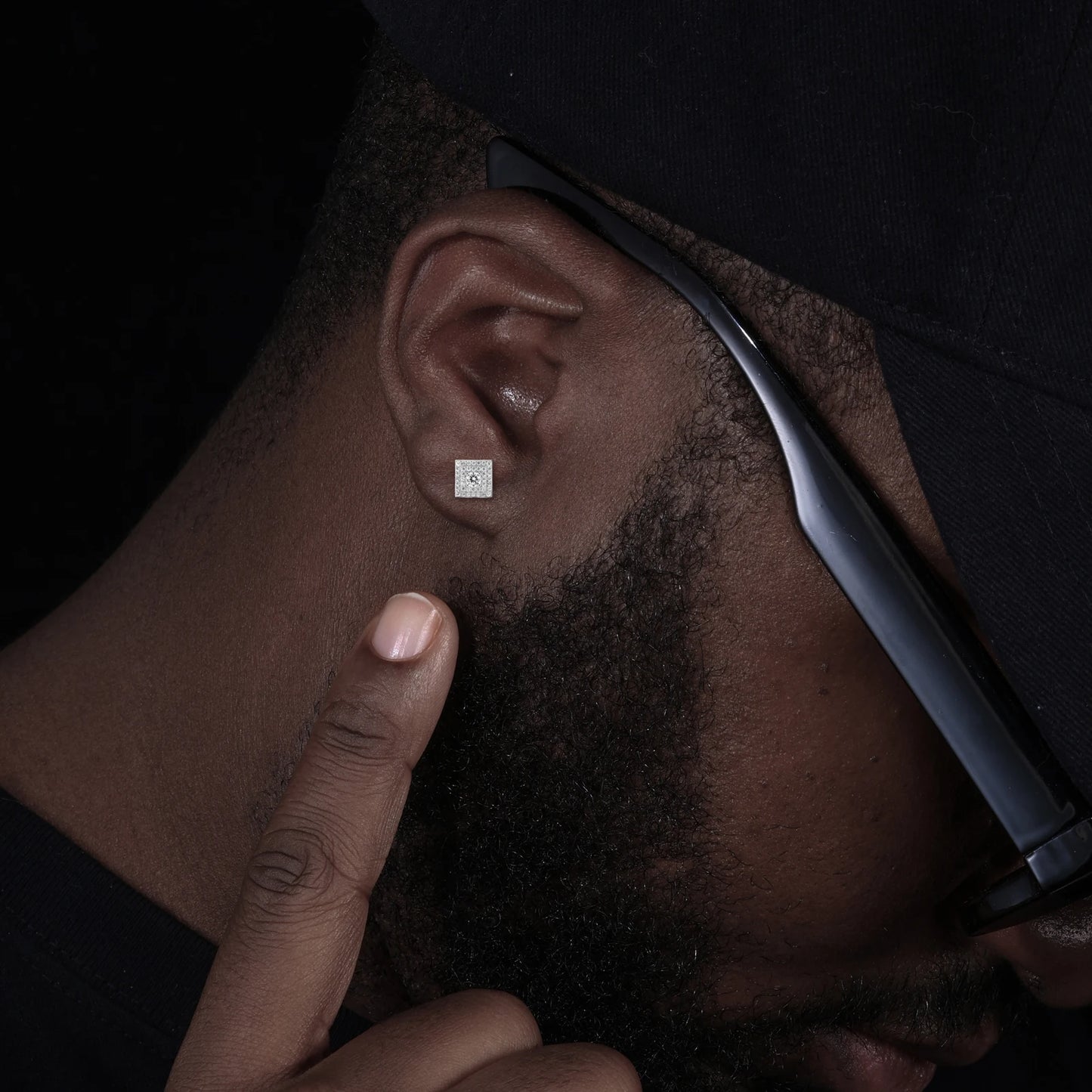 Square centerstud moissanite earrings