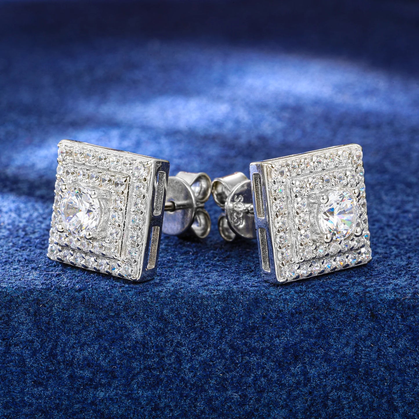 Square centerstud moissanite earrings
