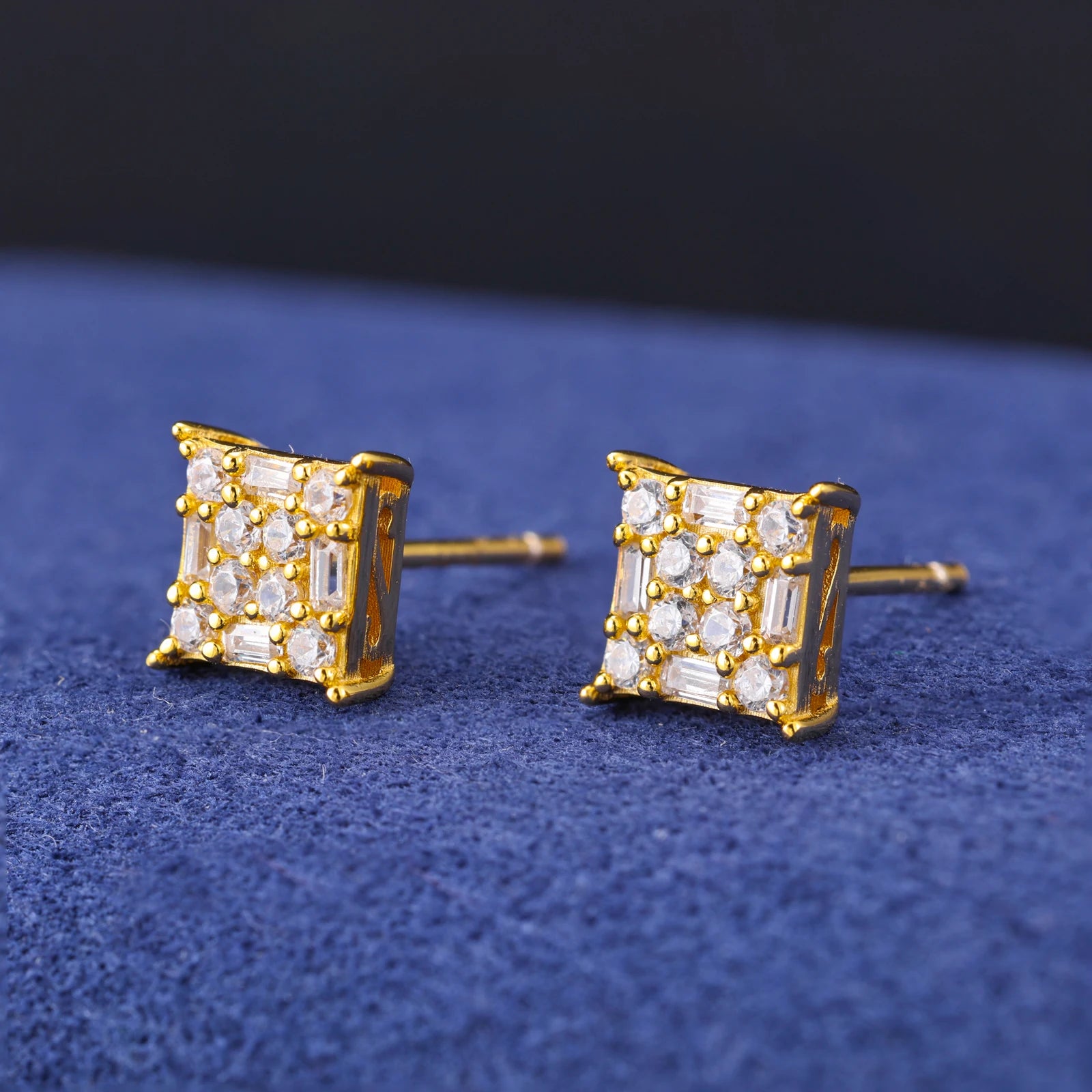 Moissanite Stud Earrings – Baguette Cut | S925 Sterling Silver Pass Tester Jewelry for Men & Women
