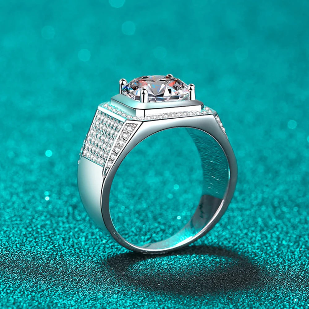 Moissanite Eternity Band Ring – 5ct D Color | 925 Sterling Silver 18k Gold Plated Hip Hop Sparkling Party Jewelry for Men & Women