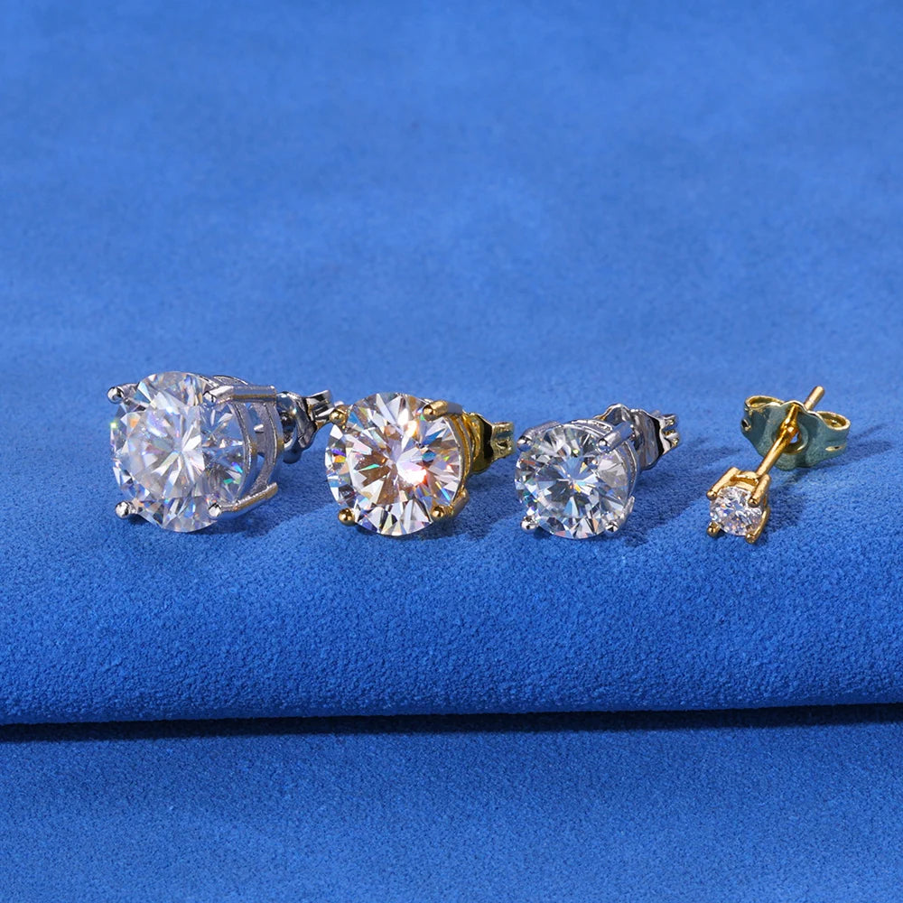Moissanite Earrings – 4mm 5mm 6mm 8mm VVS Pass Diamond Test Classic Jewelry Gift | 925 Sterling Silver Studs for Women