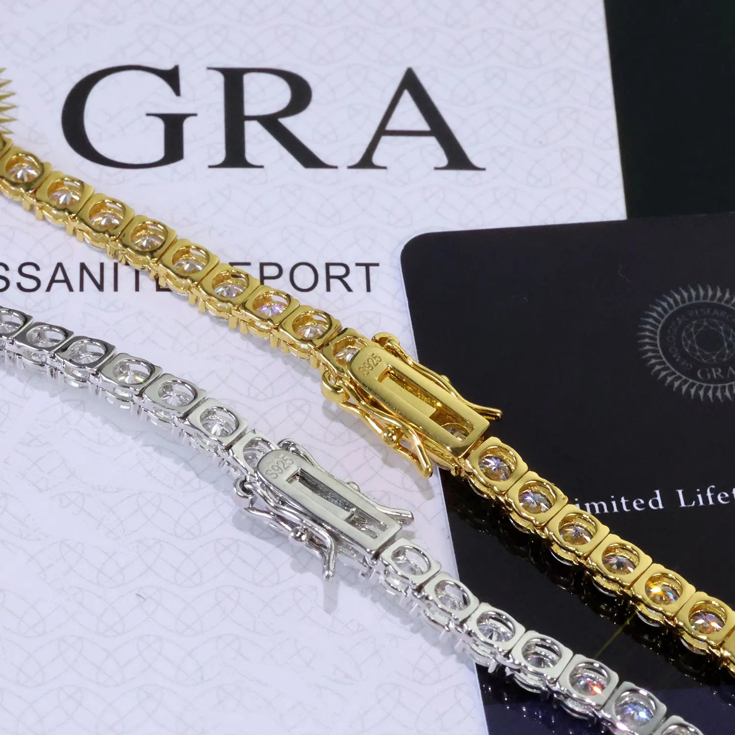 Moissanite Tennis Bracelet – D VVS1 Iced Out with GRA Certificate | 925 Sterling Silver 18K Gold Plated Bracelet for Women & Men