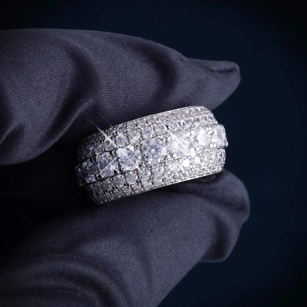 Moissanite Men's Ring – Hip Hop VVS Design | 925 Sterling Silver Statement Jewelry for Daily Wear & Gifts