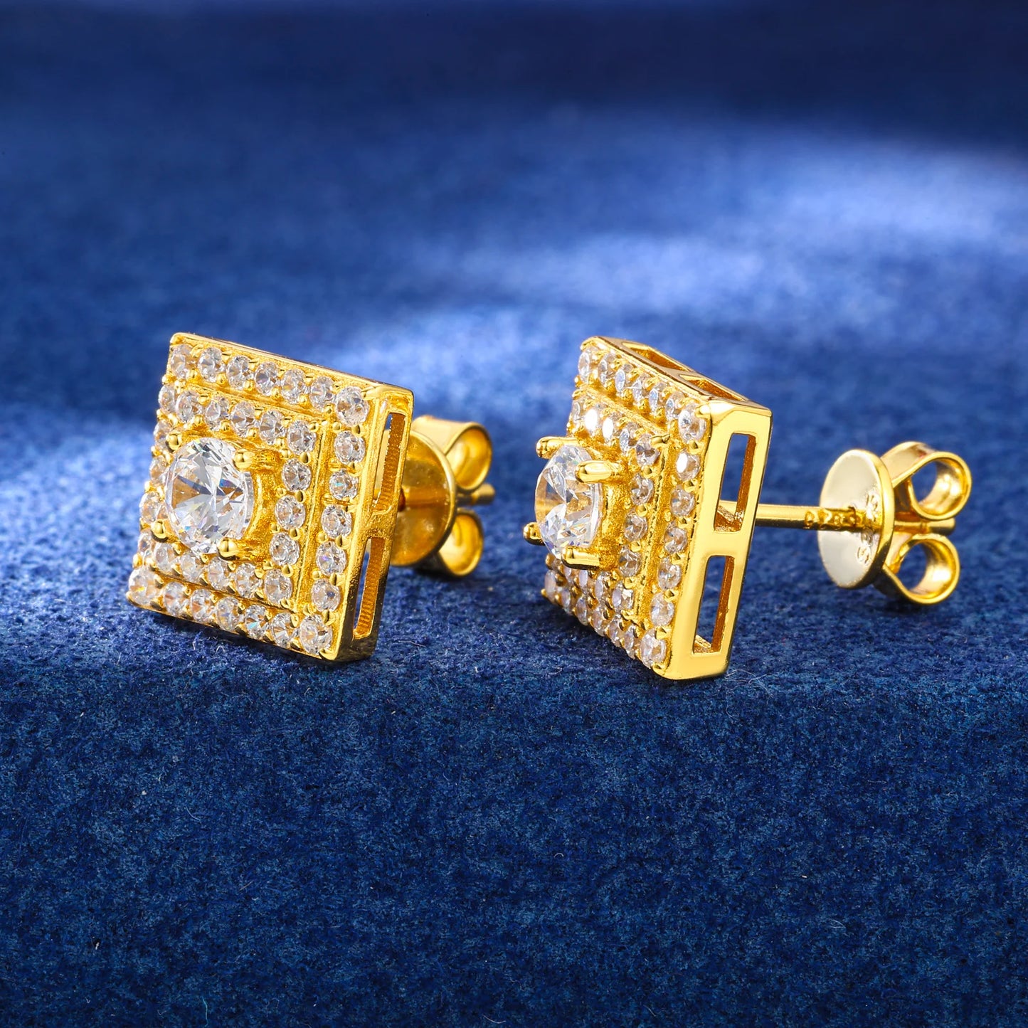 Square centerstud moissanite earrings