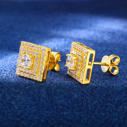 Square centerstud moissanite earrings