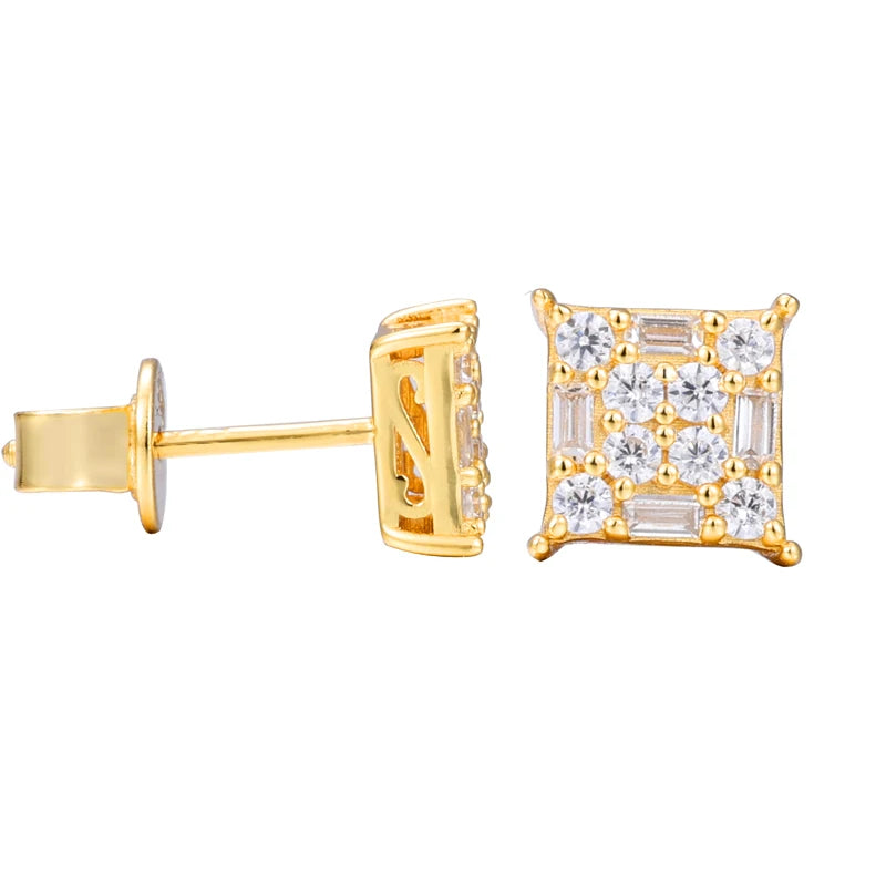 Moissanite Stud Earrings – Baguette Cut | S925 Sterling Silver Pass Tester Jewelry for Men & Women