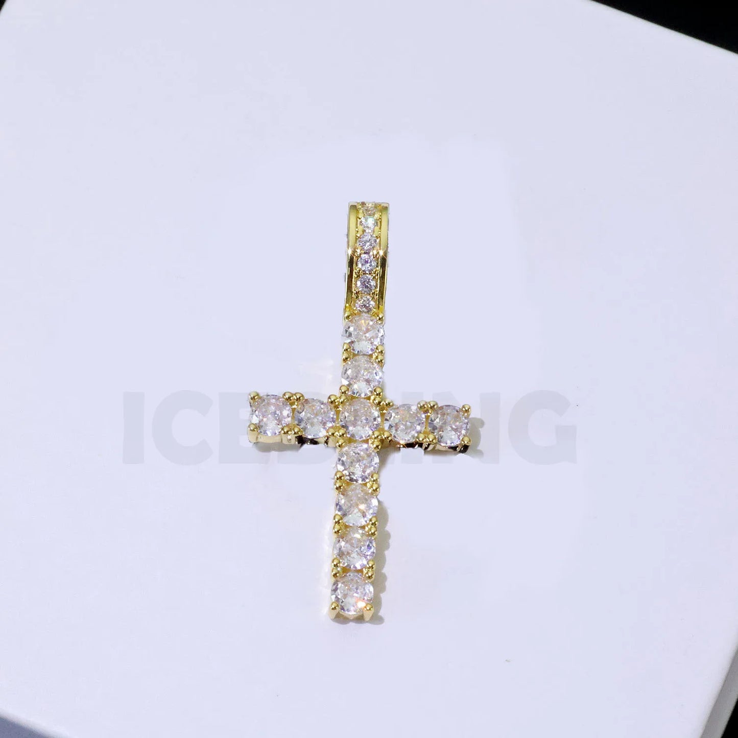 Tennis cross moissanite pendant