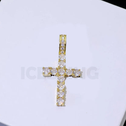 Tennis cross moissanite pendant