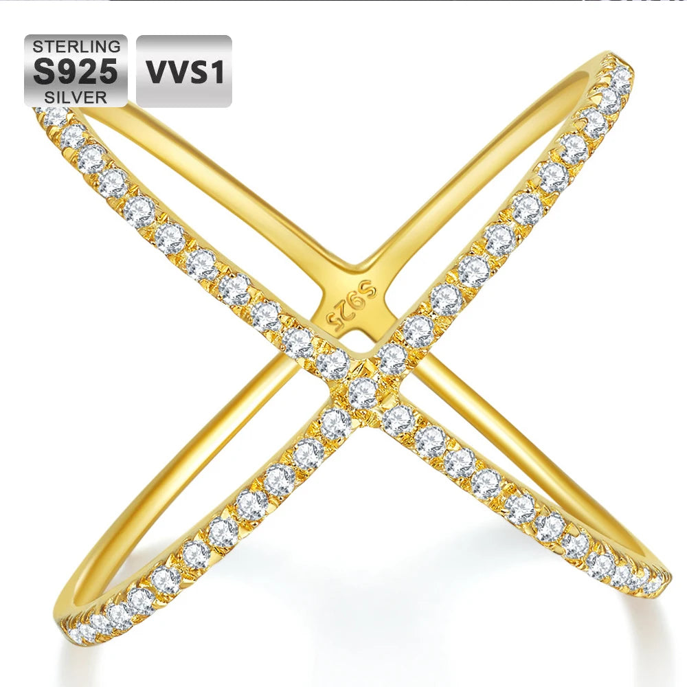 Moissanite Cross Ring – 0.25CT D Color VVS Diamond Wedding Band | 925 Sterling Silver Fine Jewelry for Women