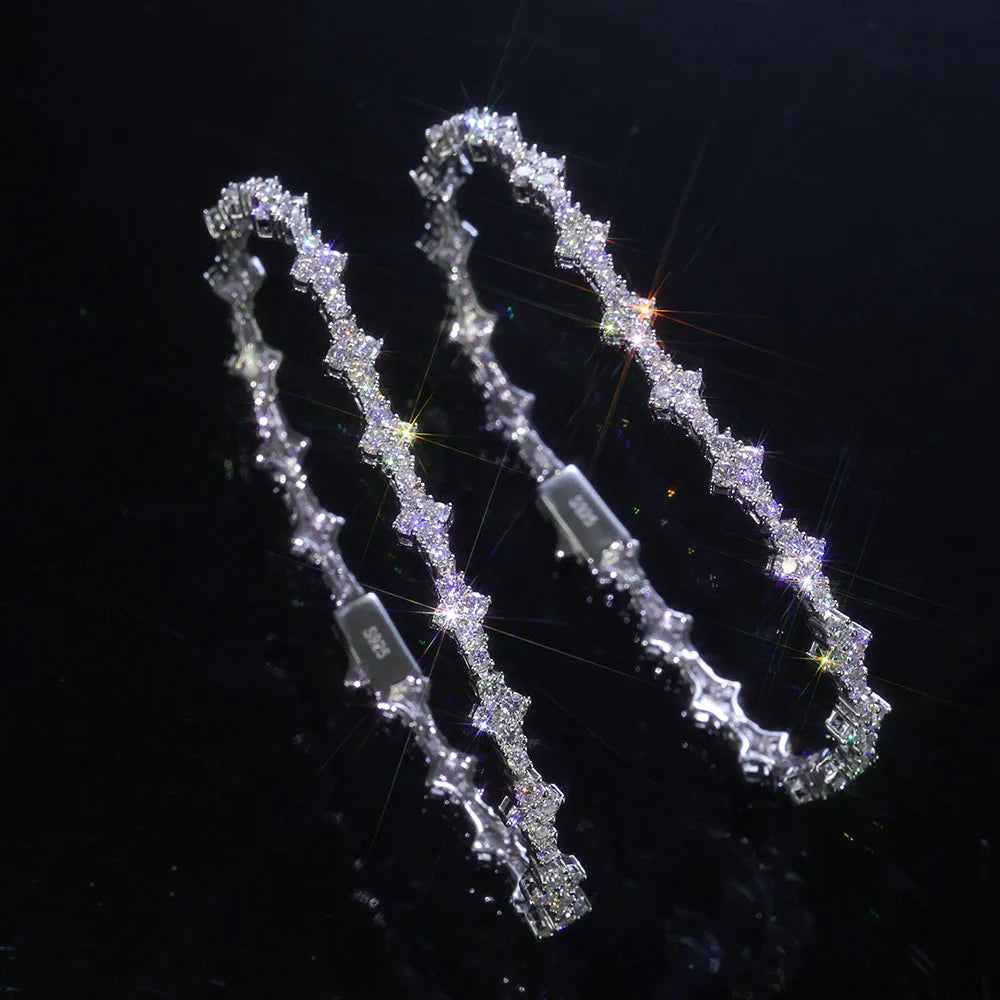 Moissanite Tennis Bracelet – Iced Out VVS with Spring Buckle | 925 Sterling Silver Tennis Chain Jewelry for Men & Women