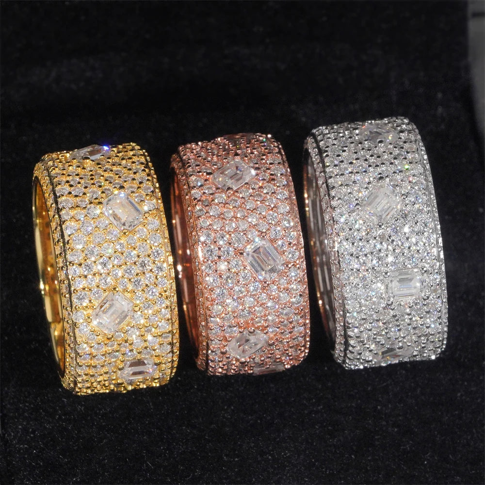 Moissanite Diamond Ring – Round Cut GRA Certified | 925 Sterling Silver Hip Hop Rock Engagement & Anniversary Fine Jewelry