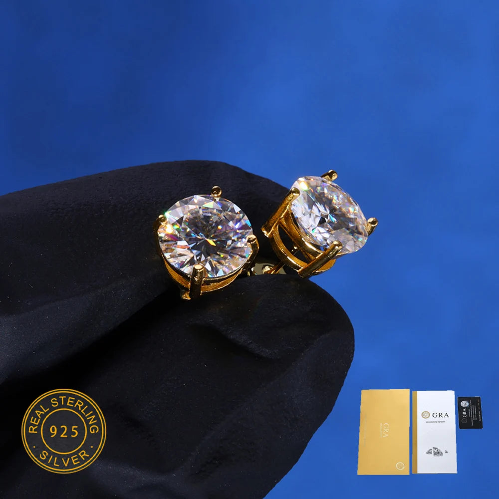 Moissanite Earrings – 4mm 5mm 6mm 8mm VVS Pass Diamond Test Classic Jewelry Gift | 925 Sterling Silver Studs for Women