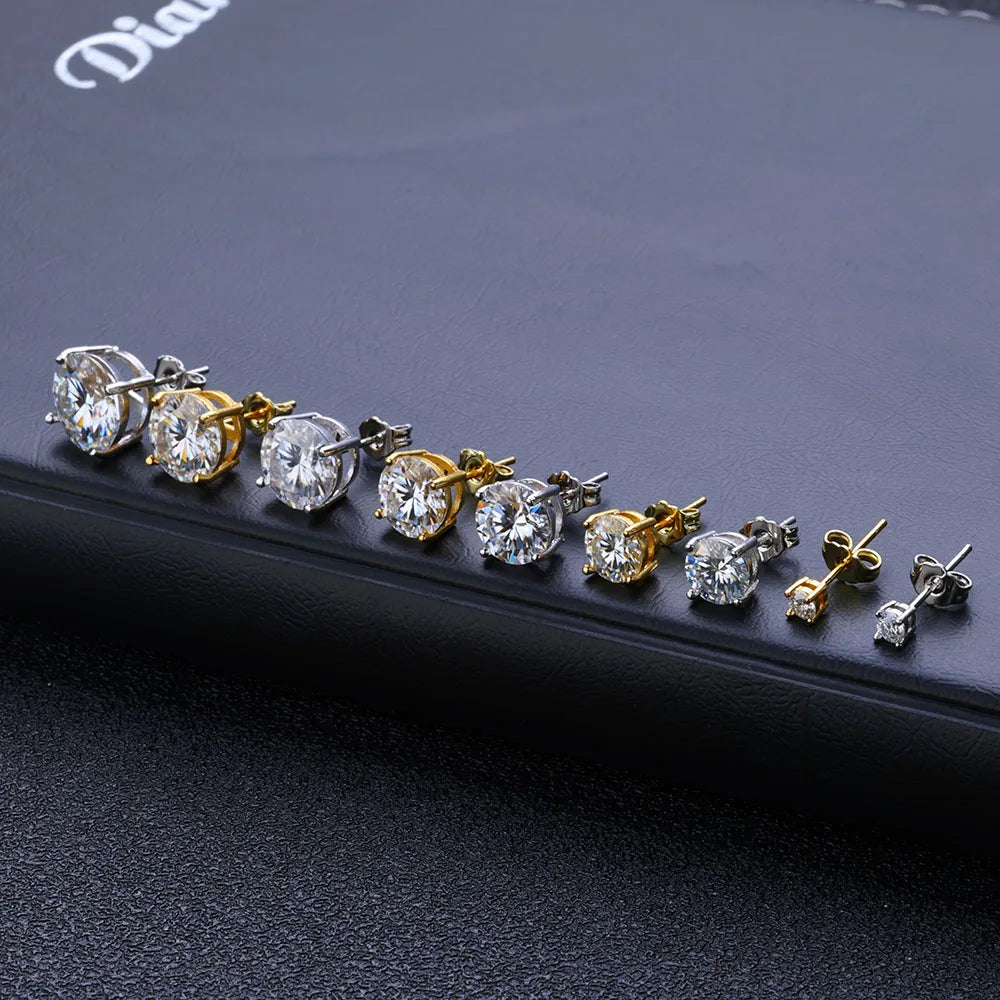 Moissanite Earrings – 4mm 5mm 6mm 8mm VVS Pass Diamond Test Classic Jewelry Gift | 925 Sterling Silver Studs for Women