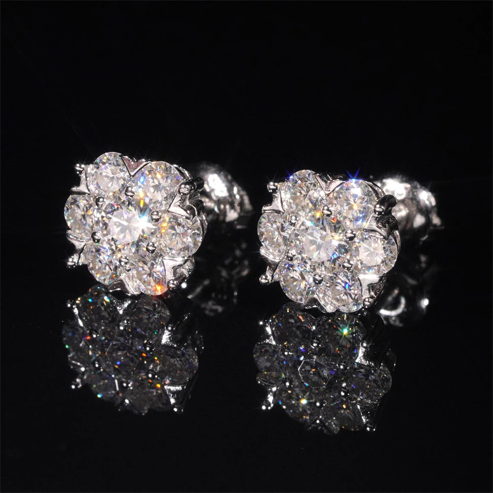 Flower cluster earrings moissanite