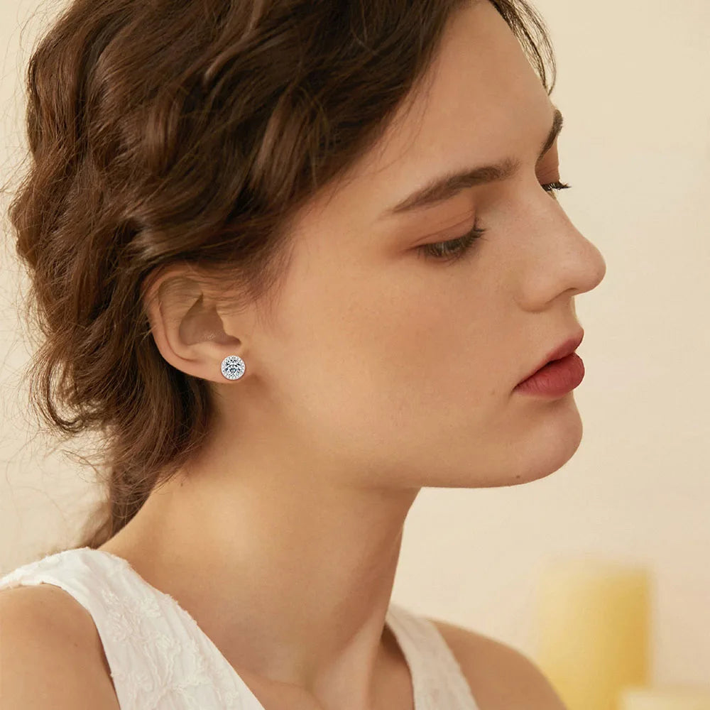 Circle thread moissanite earrings