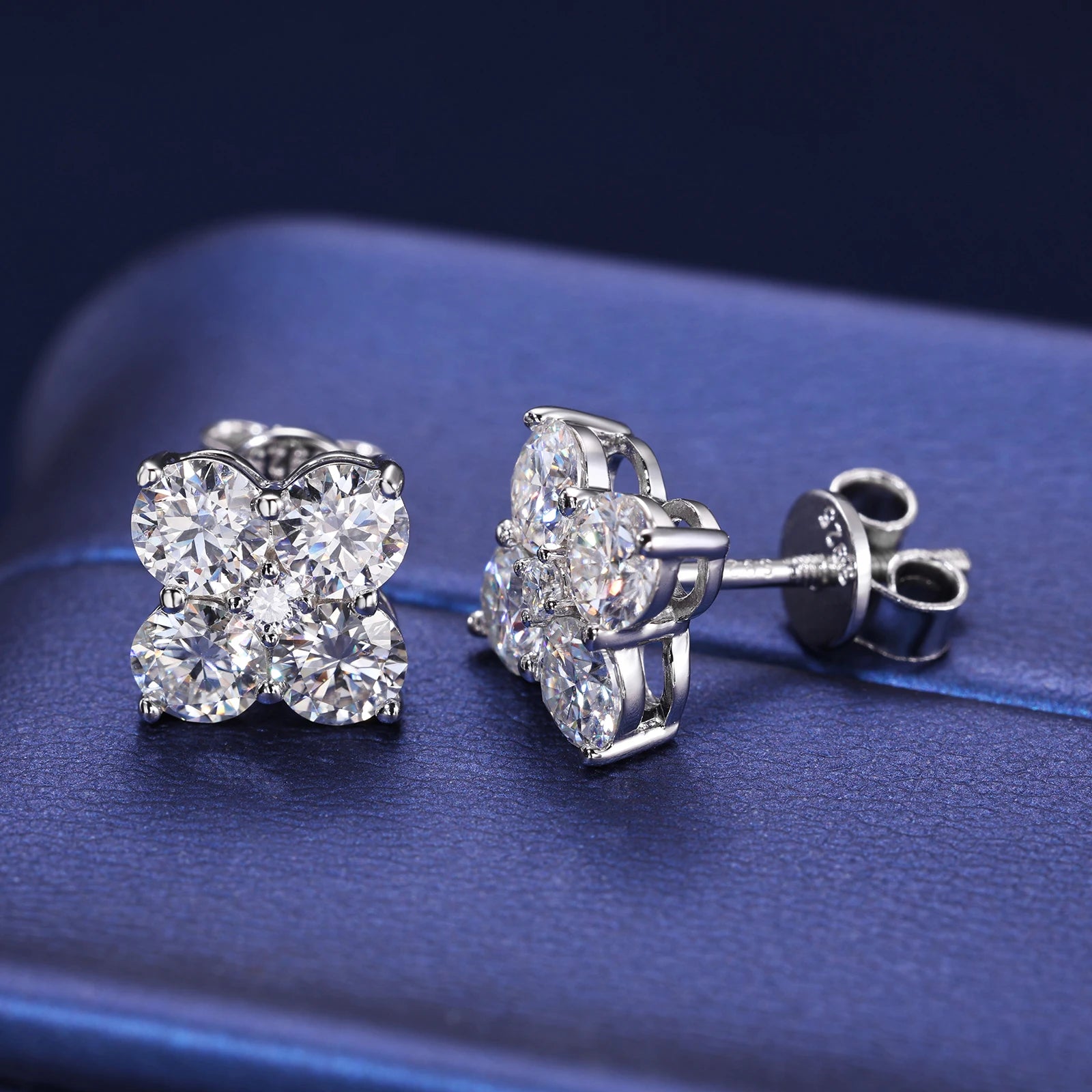 Moissanite Stud Earrings – 2.48ctw Screw Back | 925 Sterling Silver Fine Jewelry for Men & Women