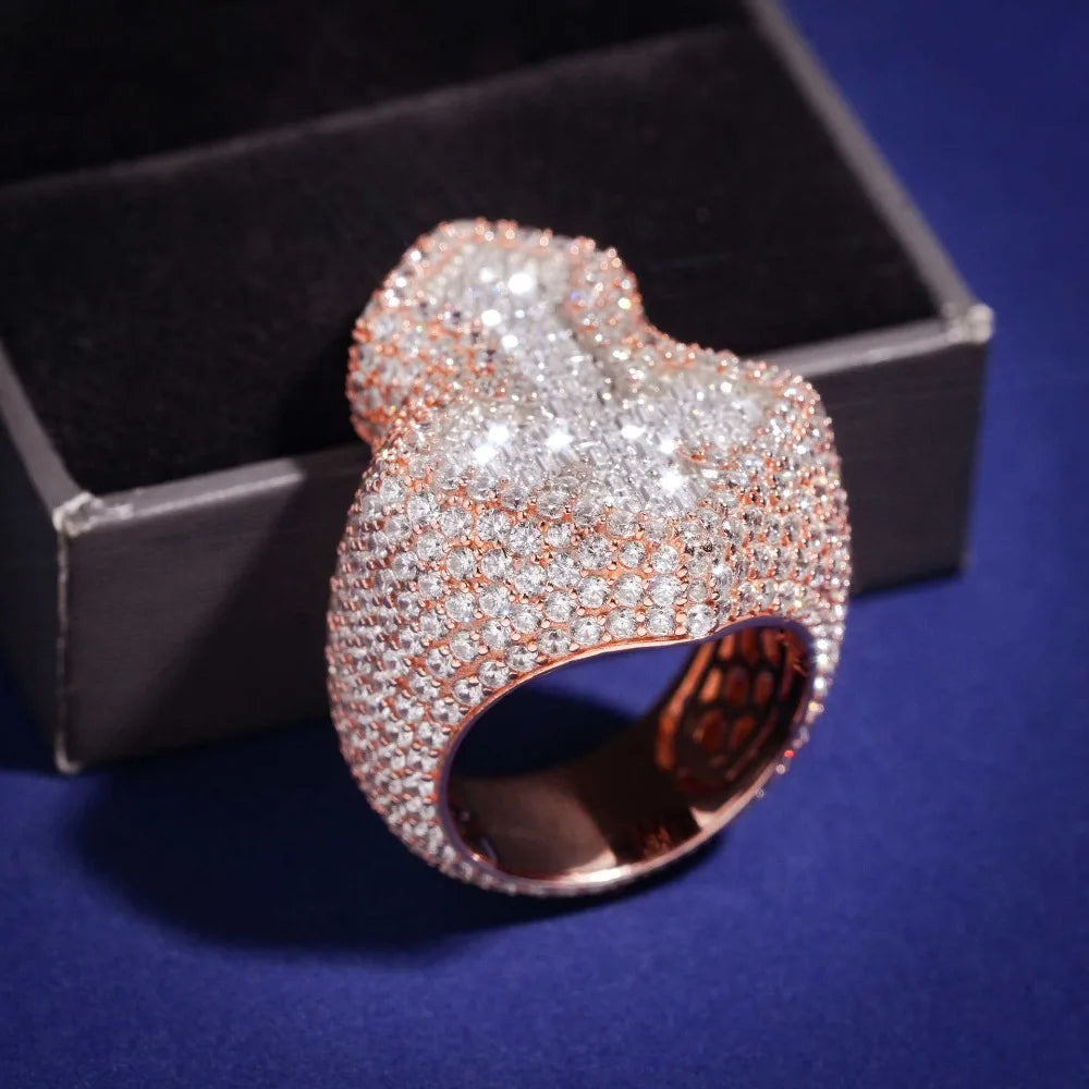 Moissanite Cross Ring – Hip Hop Iced Baguette Design with GRA Certificate | 925 Sterling Silver Diamond Party Jewelry Gift for Men & Women