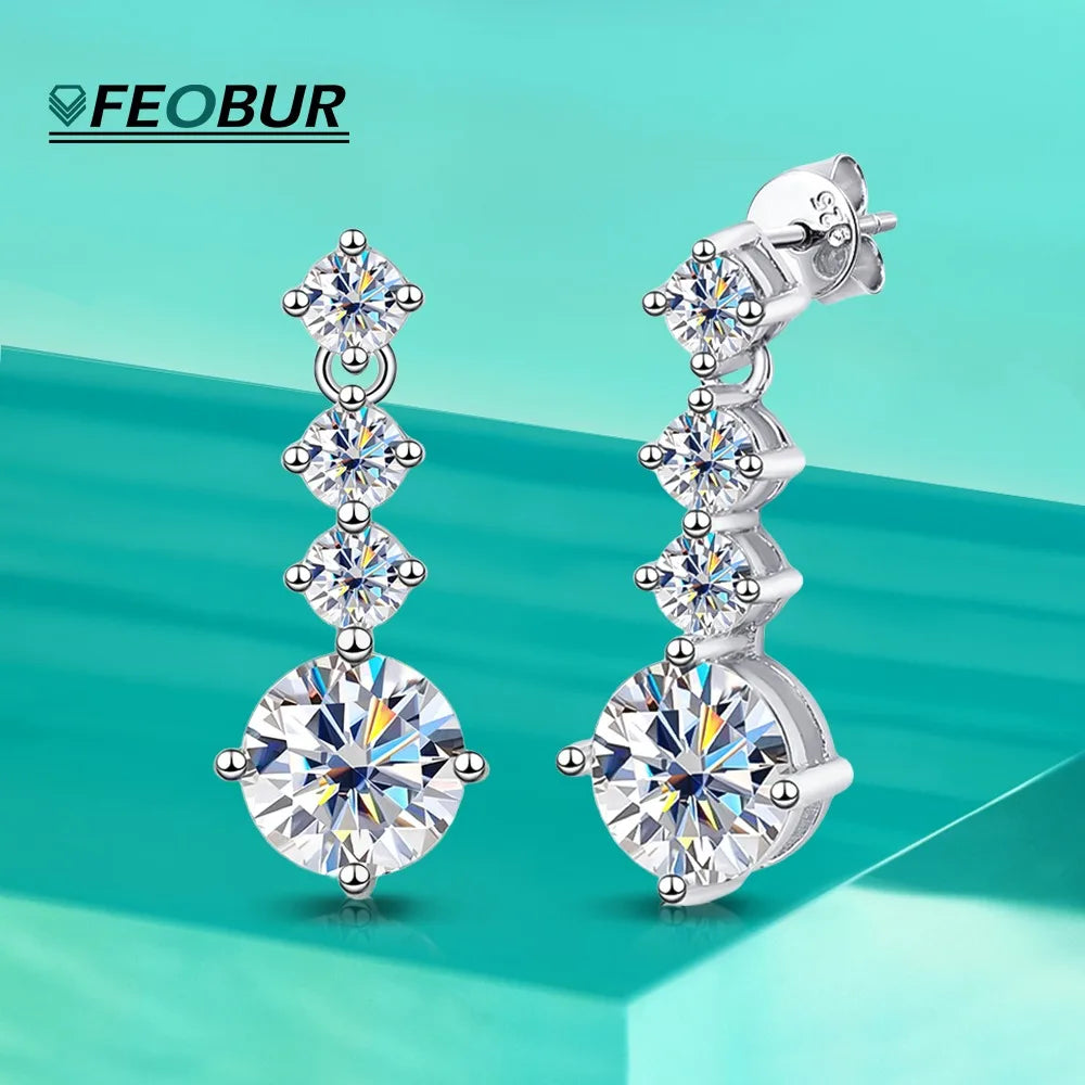 Moissanite Drop Earrings – 2.6cttw GRA Certified Bridal Dangle Design | 925 Sterling Silver Wedding Jewelry Gift for Women