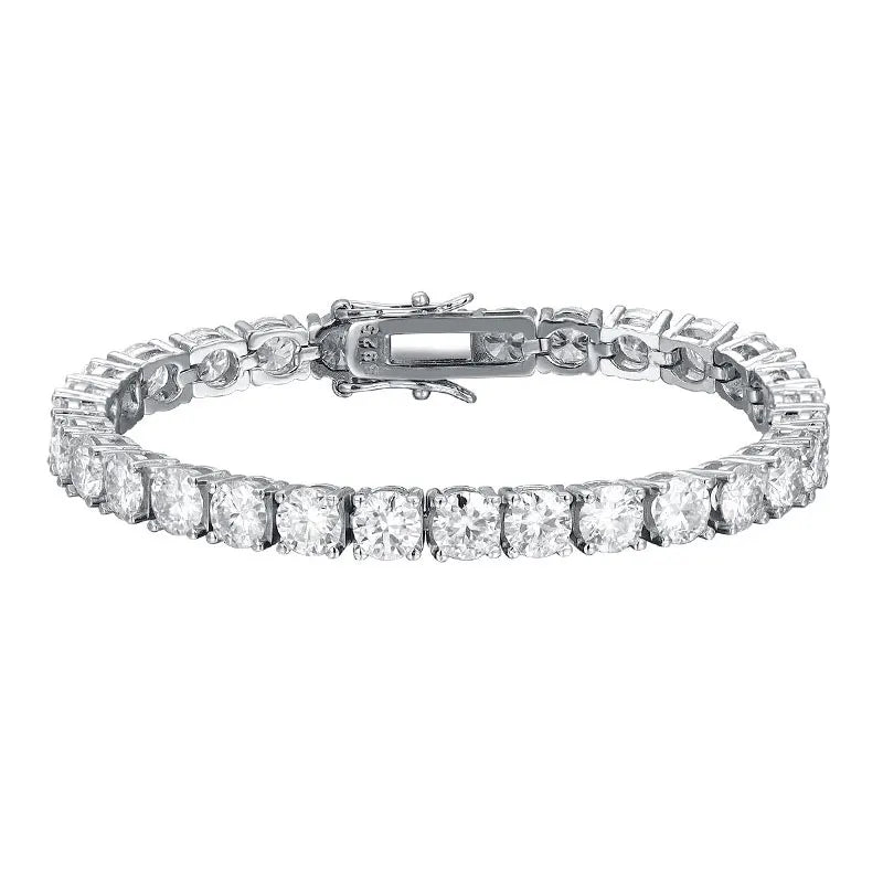 Moissanite Tennis Bracelet – 2mm Sparkling Party Jewelry Plated White Gold | 925 Sterling Silver Bracelet for Women & Men