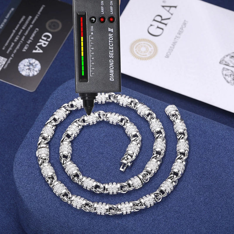 Moissanite Chain Necklace – Iced Out 3-in-1 Design | 925 Sterling Silver Hip Hop Jewelry for Men & Women