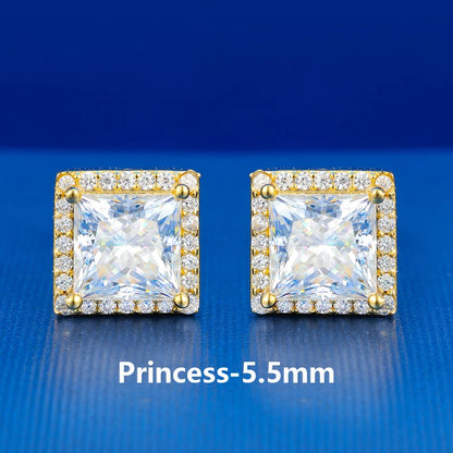 Halo square stud moissanite earrings