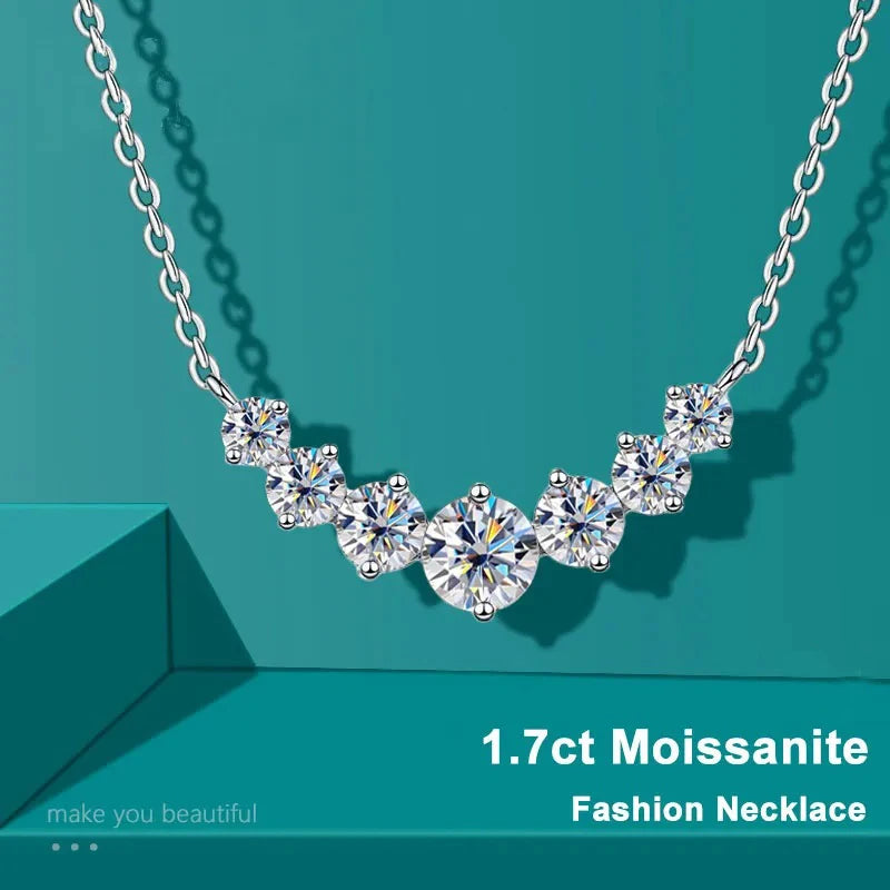 Moissanite Necklace – 18k White Gold Plated | 925 Sterling Silver | Fine Wedding Jewelry for Men & Women
