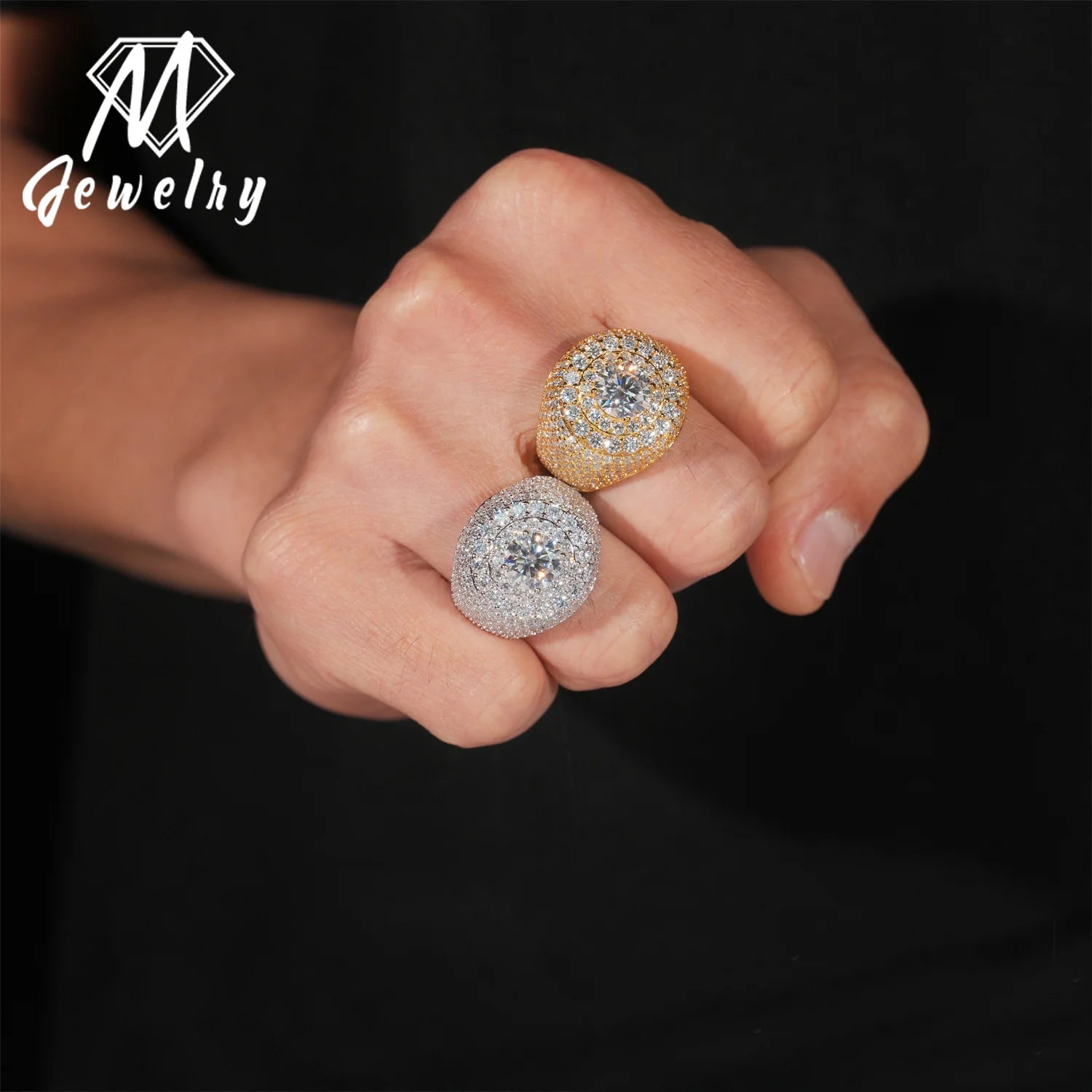 Moissanite Ring – Hip Hop Iced Out Diamond Pass Tester | 925 Sterling Silver Fine Jewelry for Men