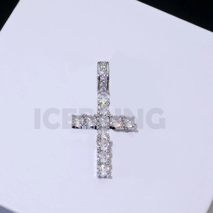 Tennis cross moissanite pendant