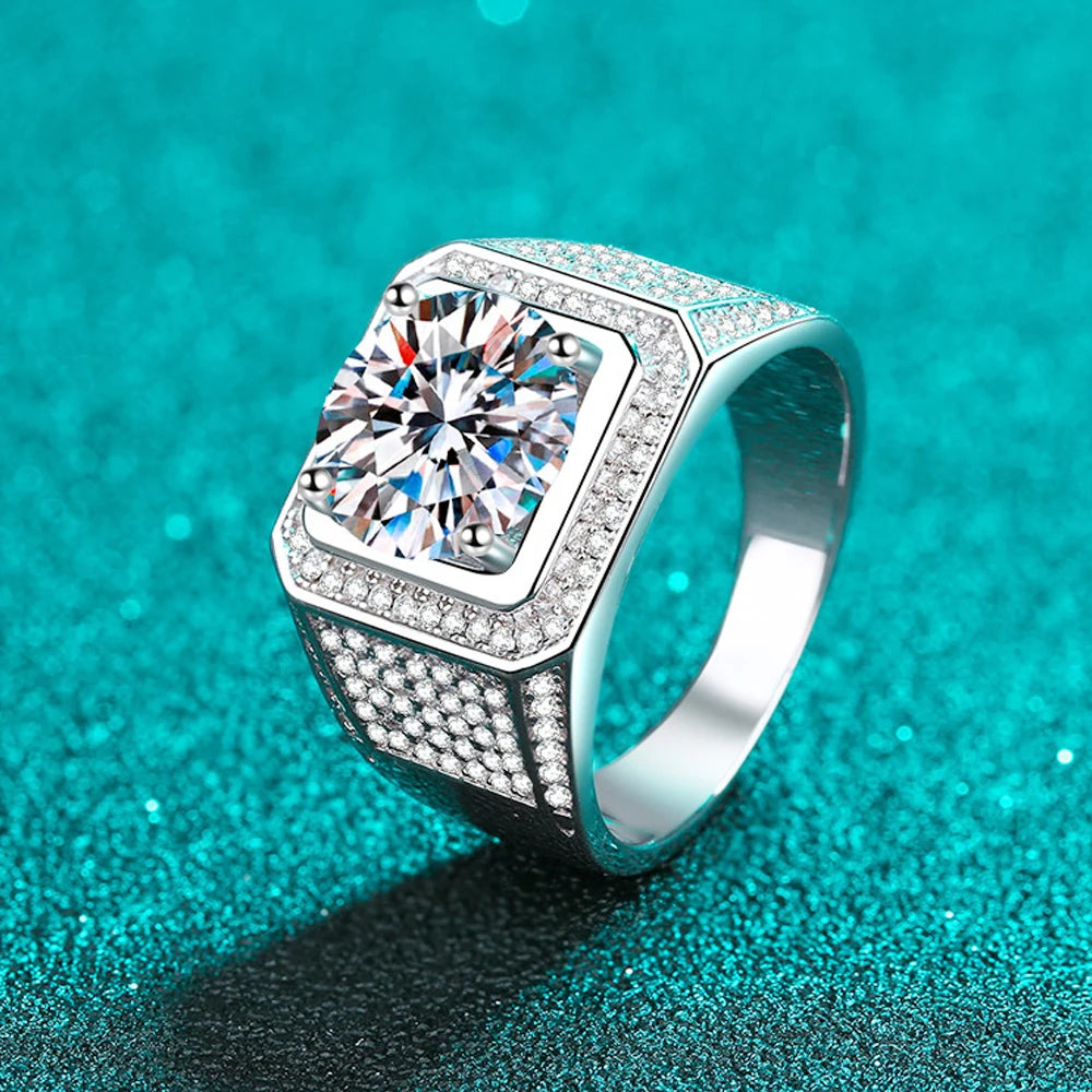 Moissanite Eternity Band Ring – 5ct D Color | 925 Sterling Silver 18k Gold Plated Hip Hop Sparkling Party Jewelry for Men & Women