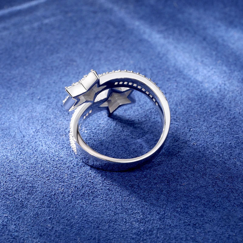Moissanite Star Ring – Iced Out Design | 925 Sterling Silver Luxury Jewelry for Men & Women