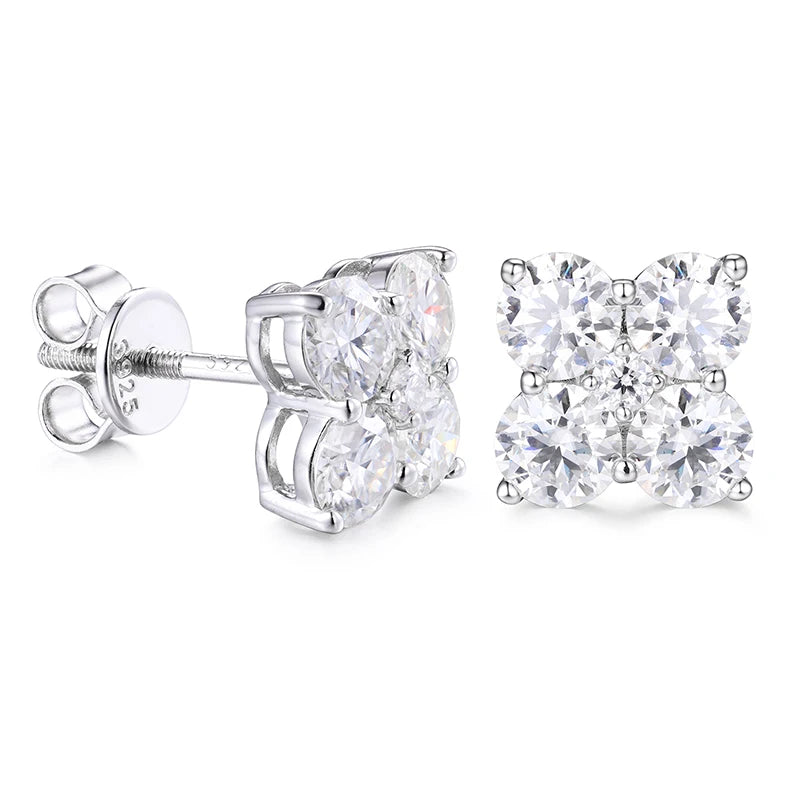 Moissanite Stud Earrings – 2.48ctw Screw Back | 925 Sterling Silver Fine Jewelry for Men & Women