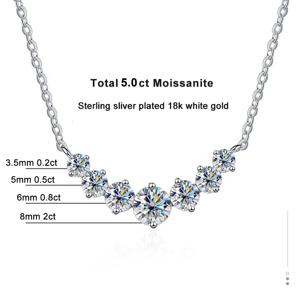 Moissanite Necklace – 18k White Gold Plated | 925 Sterling Silver | Fine Wedding Jewelry for Men & Women