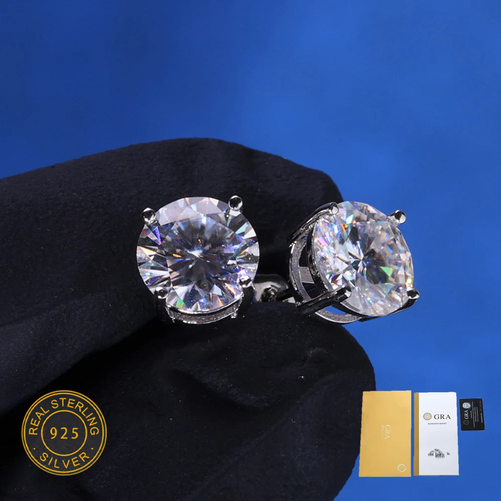 Moissanite Earrings – 4mm 5mm 6mm 8mm VVS Pass Diamond Test Classic Jewelry Gift | 925 Sterling Silver Studs for Women