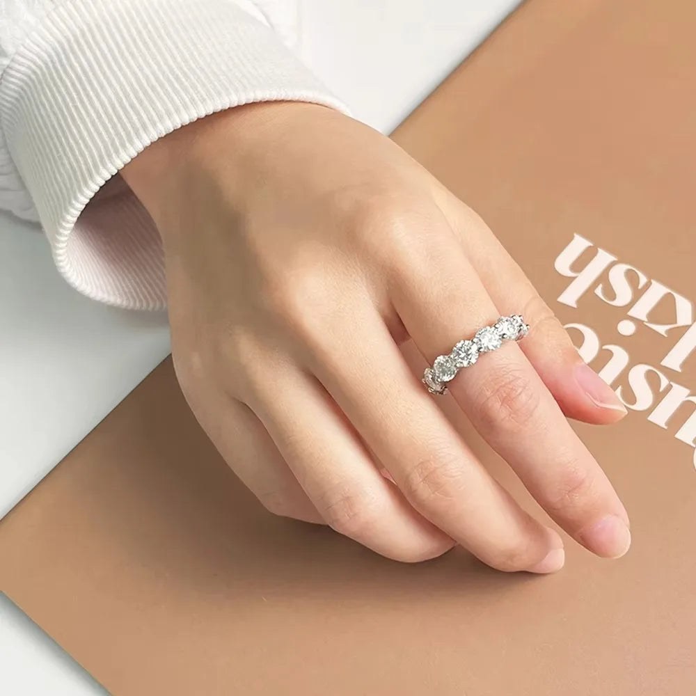 Moissanite Eternity Band Ring – 7ct 5mm Full Diamond Design with Certificate | 925 Sterling Silver Engagement Wedding Ring for Men & Women