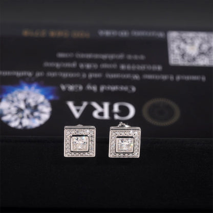 Square halo earrings