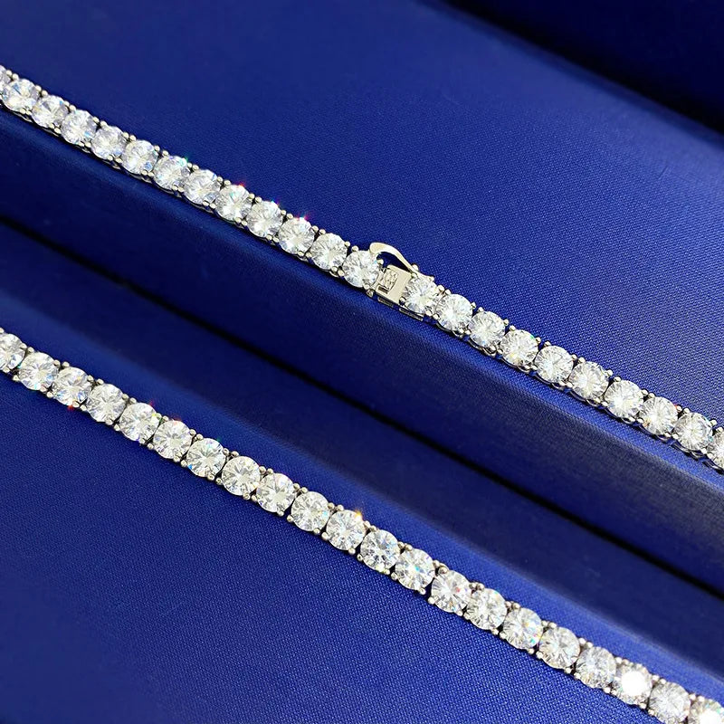 Moissanite Diamond Necklace – Trendy 100% Real Engagement Wedding Choker | 925 Sterling Silver Jewelry for Women & Men