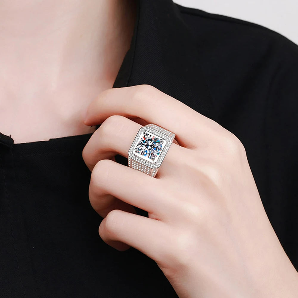 Moissanite Eternity Band Ring – 5ct D Color | 925 Sterling Silver 18k Gold Plated Hip Hop Sparkling Party Jewelry for Men & Women