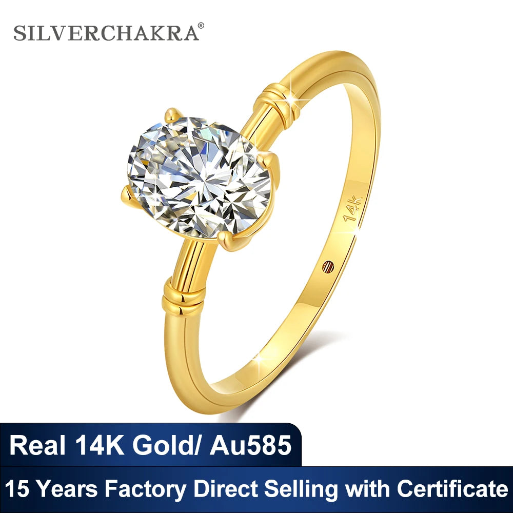 Moissanite Engagement Ring – 1.5CT Oval Crushed Ice Design | Genuine 14K 585 Yellow Gold Luxury Wedding Fine Jewelry for Women