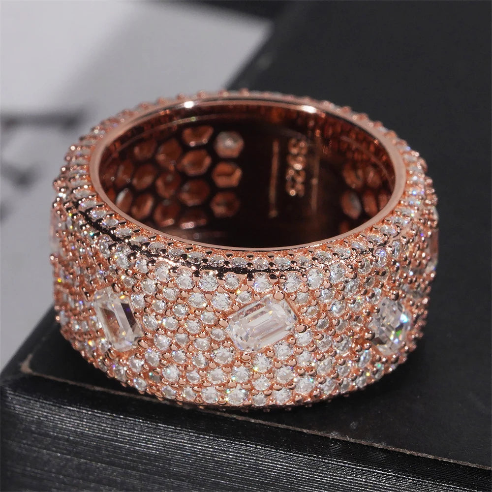 Moissanite Diamond Ring – Round Cut GRA Certified | 925 Sterling Silver Hip Hop Rock Engagement & Anniversary Fine Jewelry