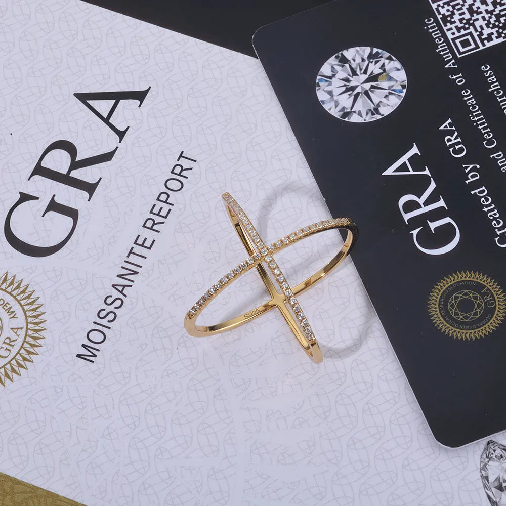 Moissanite Cross Ring – 0.25CT D Color VVS Diamond Wedding Band | 925 Sterling Silver Fine Jewelry for Women