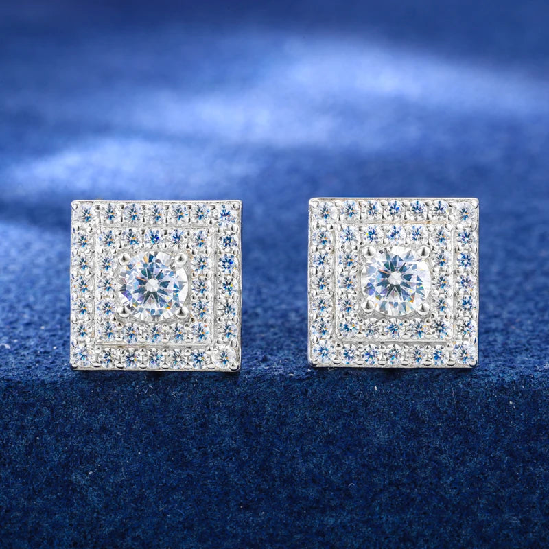 Square centerstud moissanite earrings