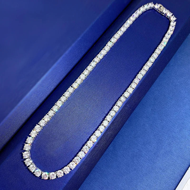 Moissanite Diamond Necklace – Trendy 100% Real Engagement Wedding Choker | 925 Sterling Silver Jewelry for Women & Men