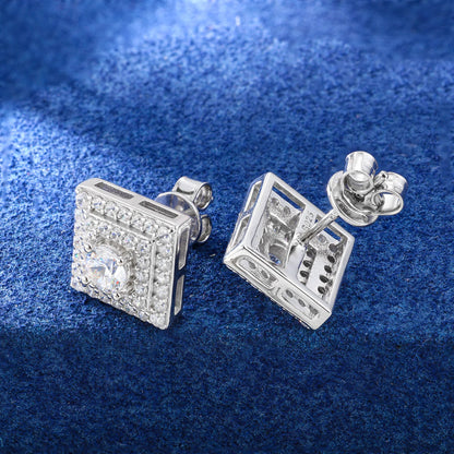 Square centerstud moissanite earrings