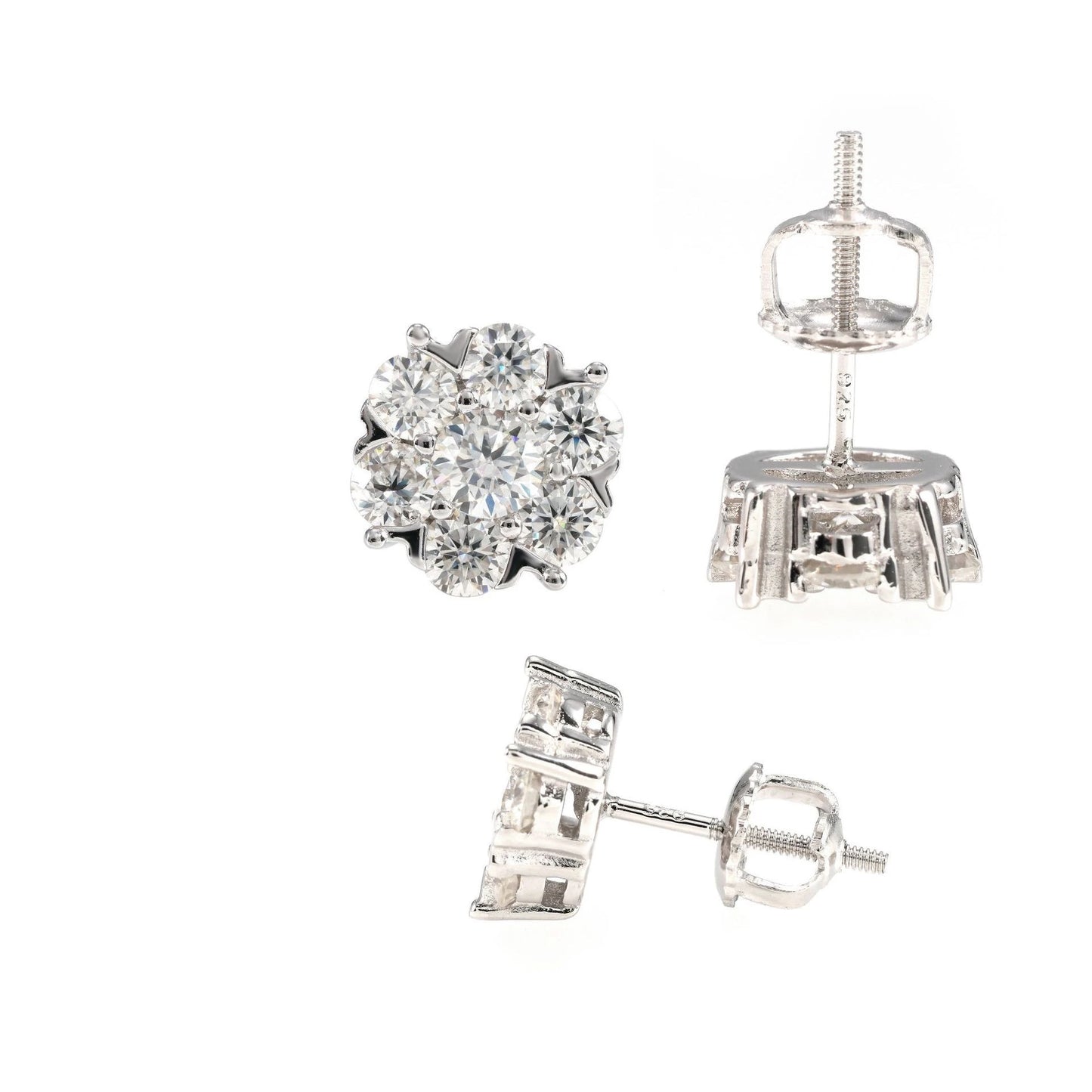 Flower cluster earrings moissanite